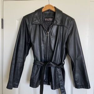 Wilson Women's Black Belted Leather Jacket
